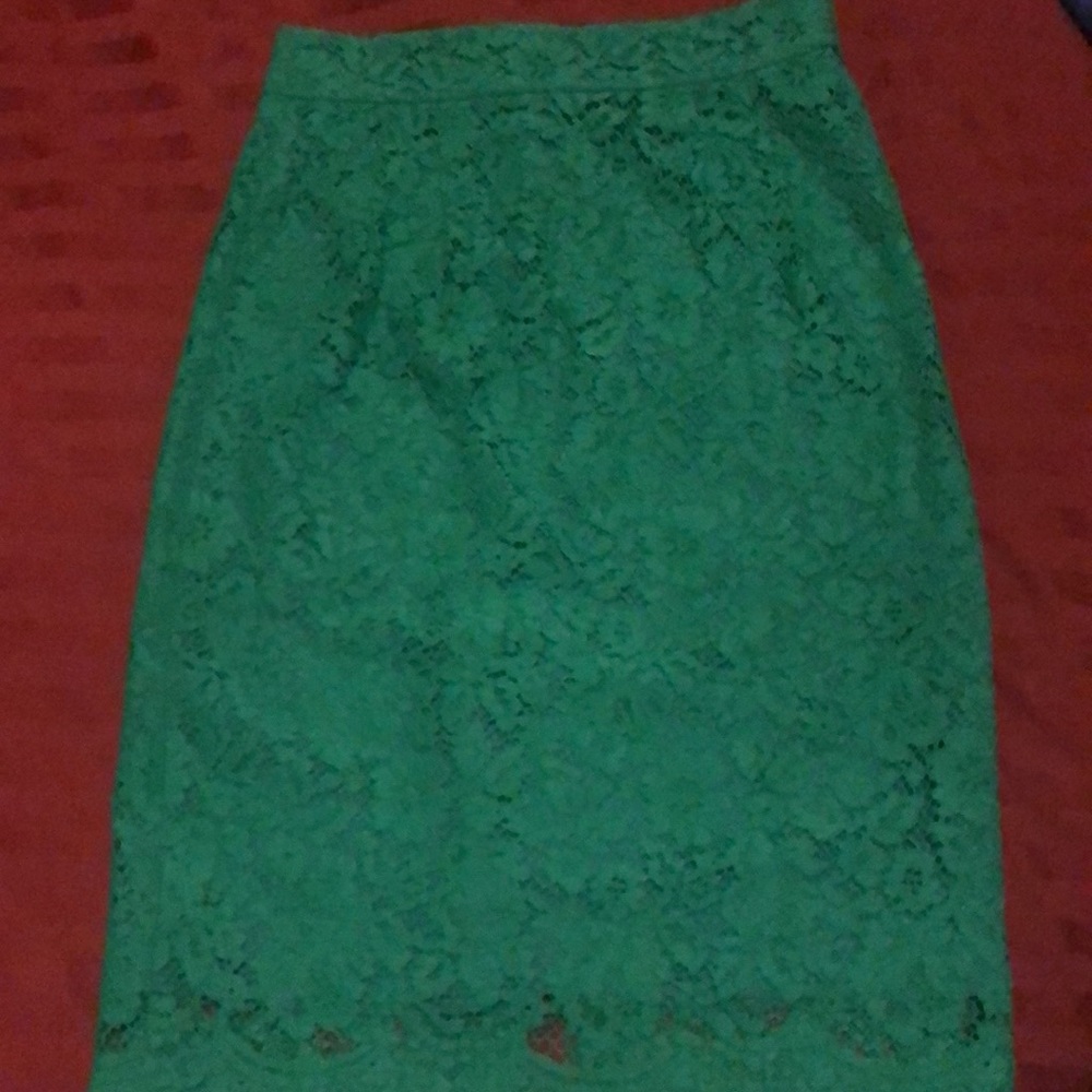 J. Crew Pencil Skirt - Lace Color: Green $110.00 Fully Lined